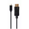 USB adapter graficzny Gembird A-CM-DPM-01 z USB-C, obsługa do 3840×2160, USB 2.0 / 3.2 Gen 2, czarny, kabel 2 m