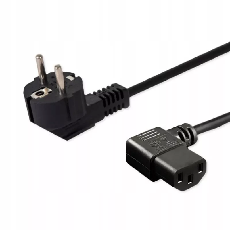 Kabel zasilający SAVIO CL-116 — 1.8 m, czarny, kątowa wtyczka zasilająca Typ C do kątowej IEC C13, 3-żyłowy 0.5 mm²