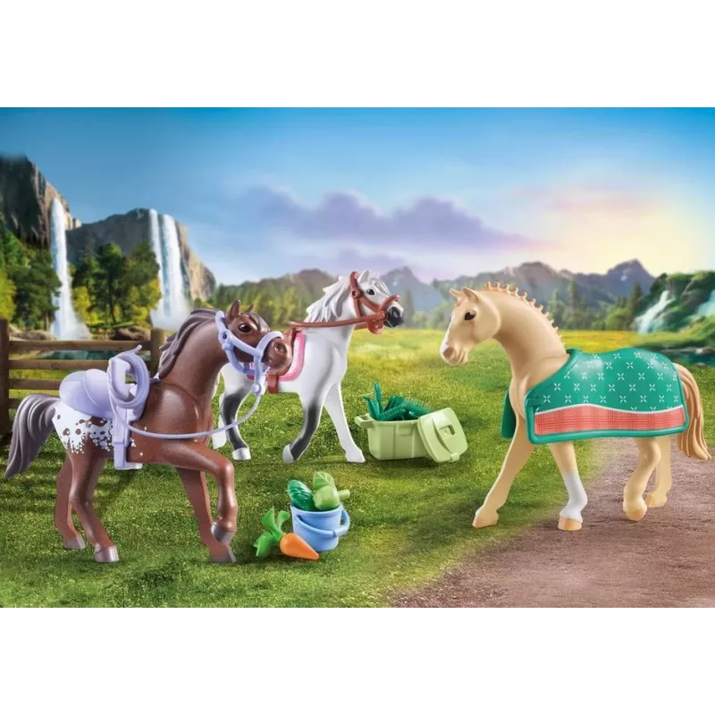 Playmobil 71356 Konie Wodospadu - Trzy konie z siodłem