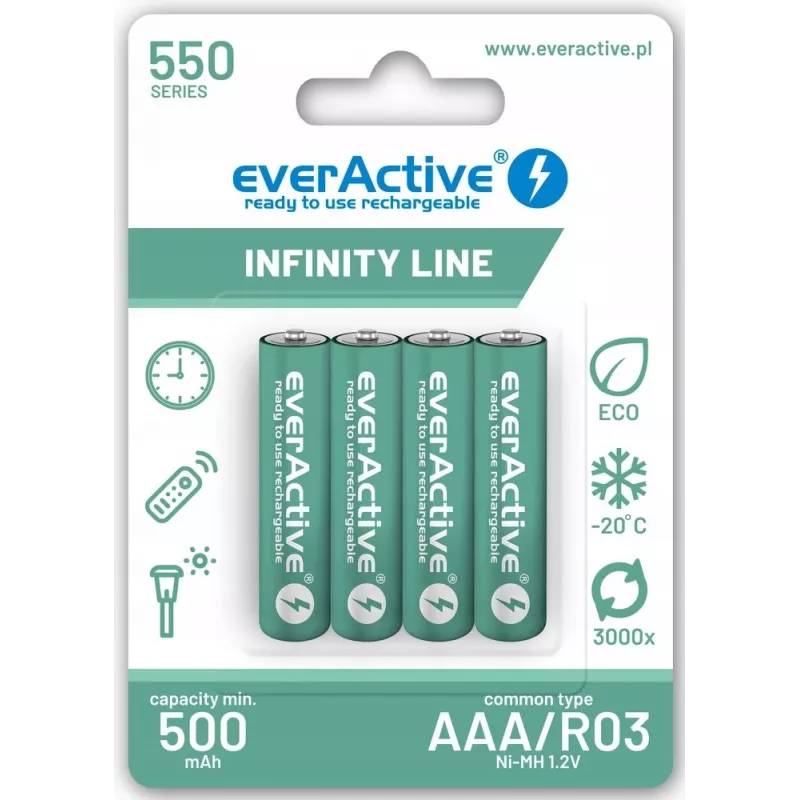 Akumulatorki AAA NiMH everActive EVHRL03-550 1.2V 550mAh, 4 szt.