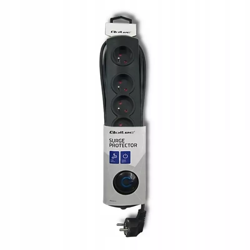 Listwa przeciwprzepięciowa Qoltec 50269 Czarna 5 gniazd AC 230V