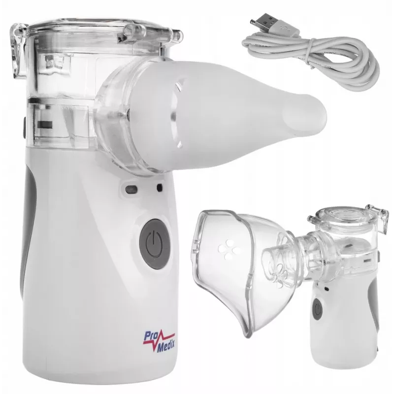 Przenośny inhalator siateczkowy ProMedix PR-835 nebulizator USB, zasilany bateriami nebulizator przenośny
