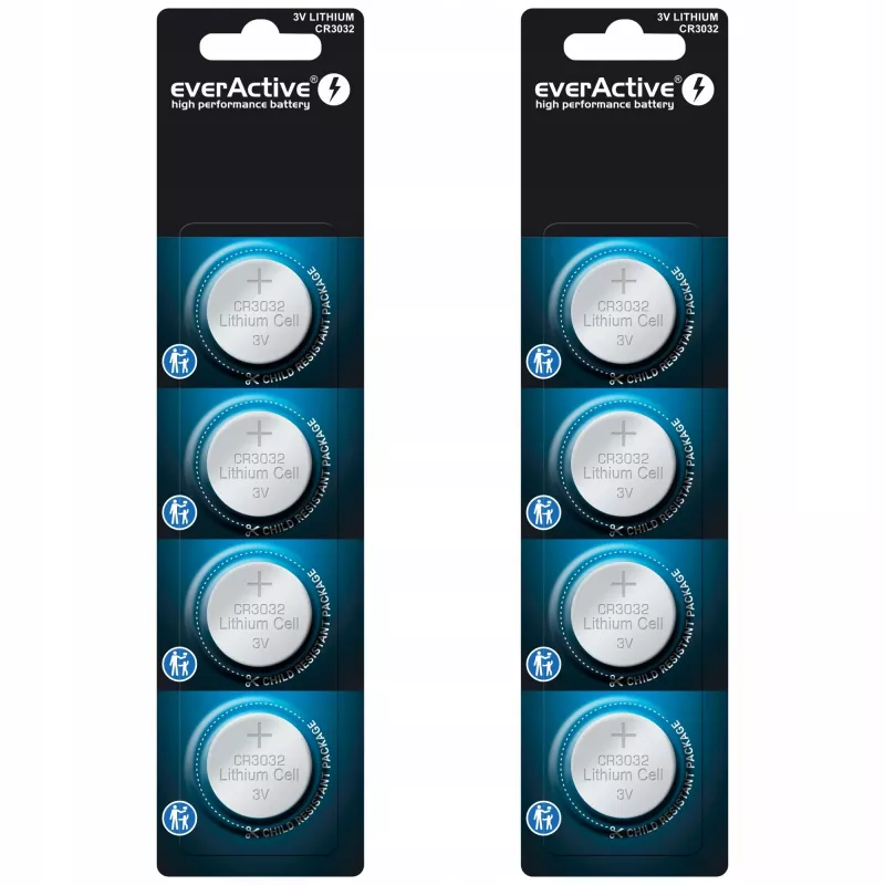 Bateria litowa pastylkowa everActive CR3032, 3 V, 580 mAh, pastylkowa, opakowanie 4 szt.
