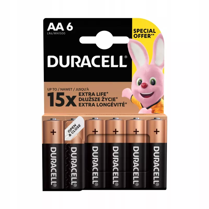 Zestaw baterii Duracell Basic AA / LR6 — 6 sztuk (alkaliczne)