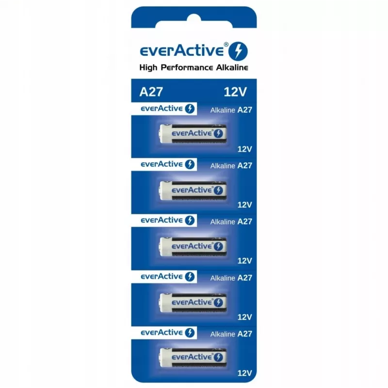 Akumulatorki everActive 27A5BL, alkaliczne 12 V, cylindryczne, 5 szt., 27,3 × 7,62 mm