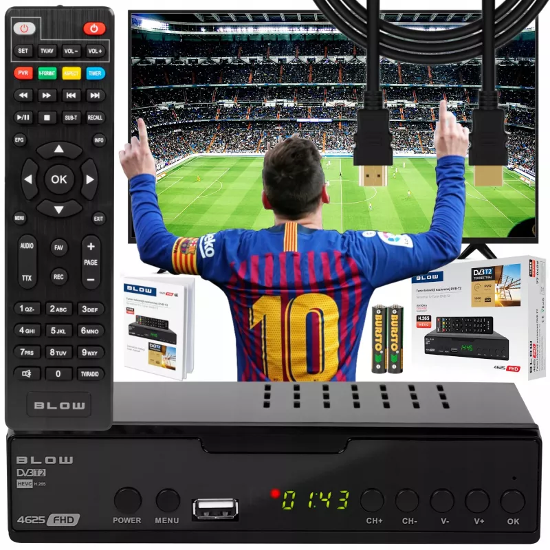 Naziemny tuner telewizji cyfrowej BLOW 4625FHD DVB-T2 H.265, HDMI, USB, SCART, Ethernet, S/PDIF