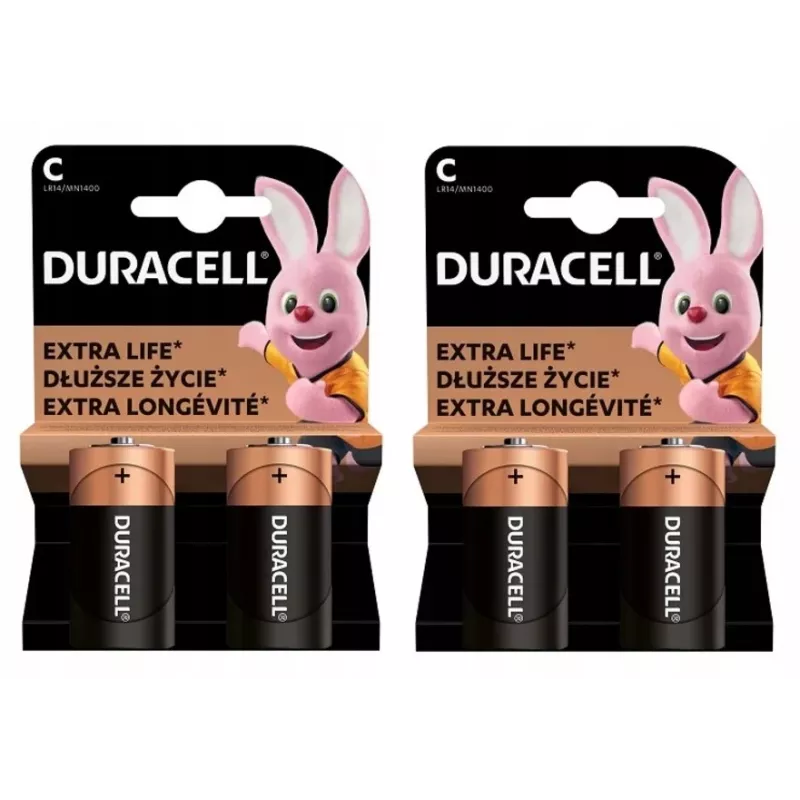 (C X 4 szt.) Duracell AA, AAA, D, C, 2032, 9V (LR14 LR20 6LR61 CR2032 Różnorodne) Baterie