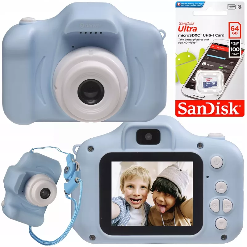 Aparat Denver KCA-1340BU dla dzieci z grami i kartą 64GB