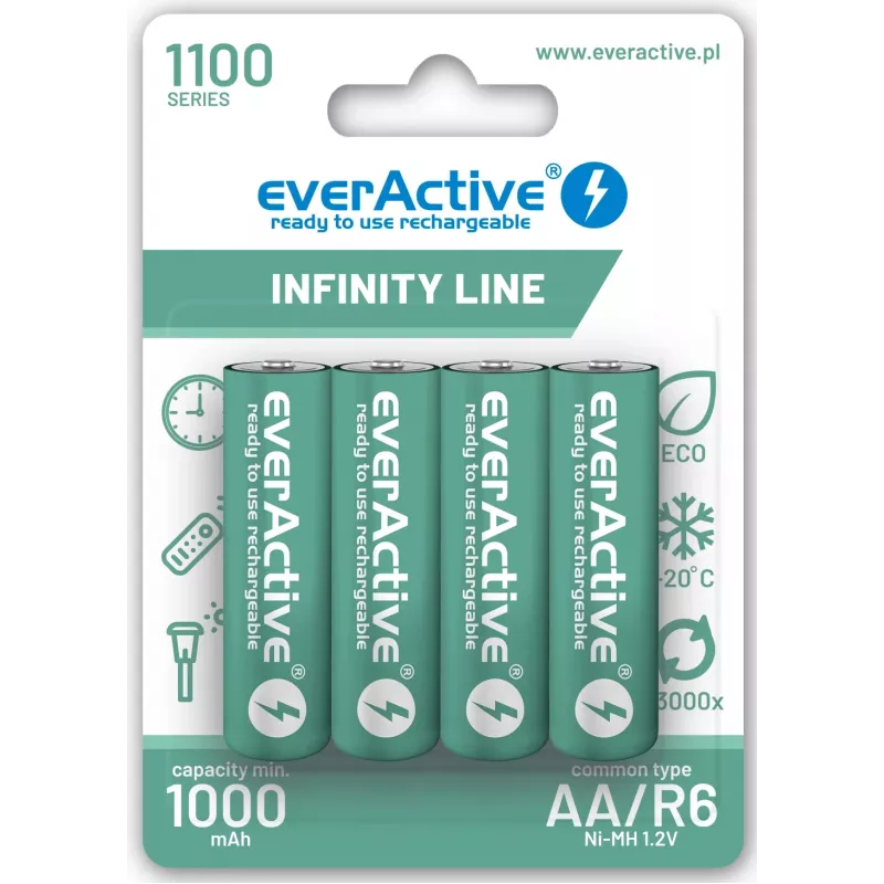 Akumulatory NiMH everActive EVHRL6-1100 1,2 V 1100 mAh — 4 szt., cylindryczne