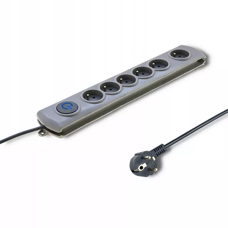 Listwa przeciwprzepięciowa QOLTEC 50199 — 6 gniazd, kabel 5 m