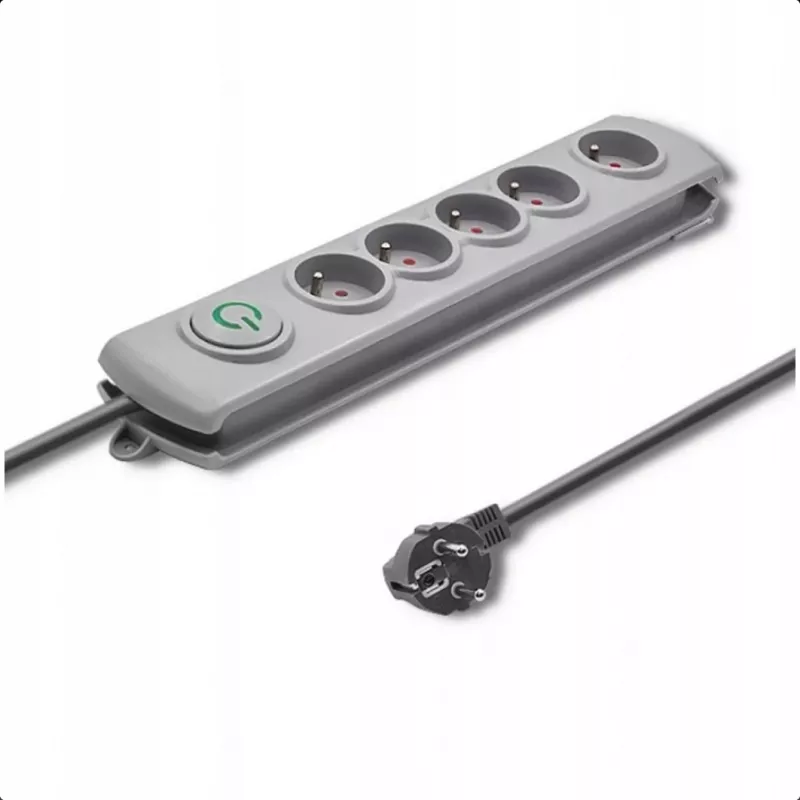 Listwa przeciwprzepięciowa Qoltec 50270 Szara 5 gniazd AC 230V