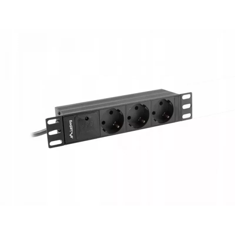 Lanberg PDU-03E-0200-BK jednostka dystrybucji zasilania (PDU) 3 gniazda AC 1U czarna