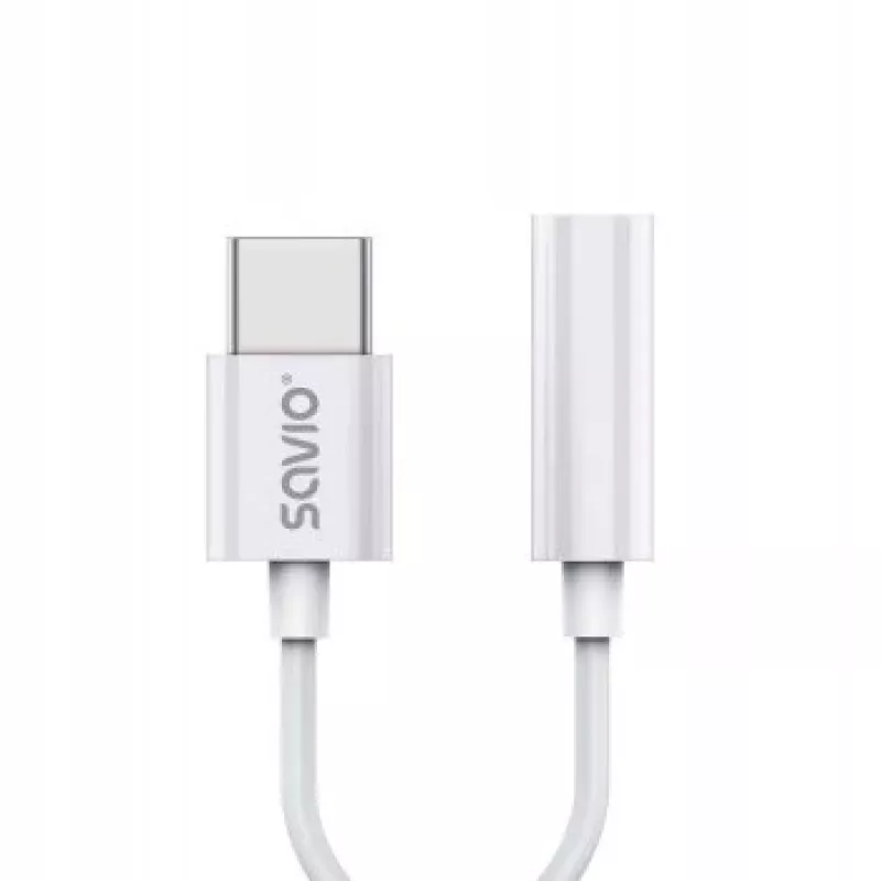 Adapter audio USB Type 3.1 C (M) – Jack 3,5mm (F) Biały SAVIO AK-51