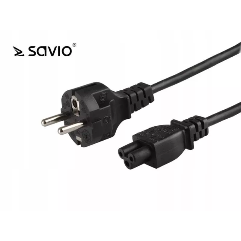 Kabel zasilający SAVIO CL-67 1.2 m H03VV-F 3×0,75 mm² IEC C na CEE7/7 czarny