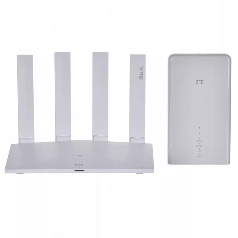 Zestaw routera Wi-Fi ZTE MC889 z jednostką zewnętrzną 5G LTE, Wi-Fi 6, dwupasmowy 2,4/5 GHz, 160 MHz, 5 portów Gigabit, PoE, IP65 do użytku zewnętrznego