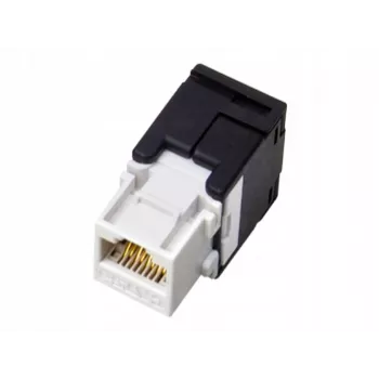 Złącze przewodowe RJ45 Alantec MB001, proste żeńskie, pozłacane styki, AWG 22/24, 568 A, termoplastyczne, czarno-białe