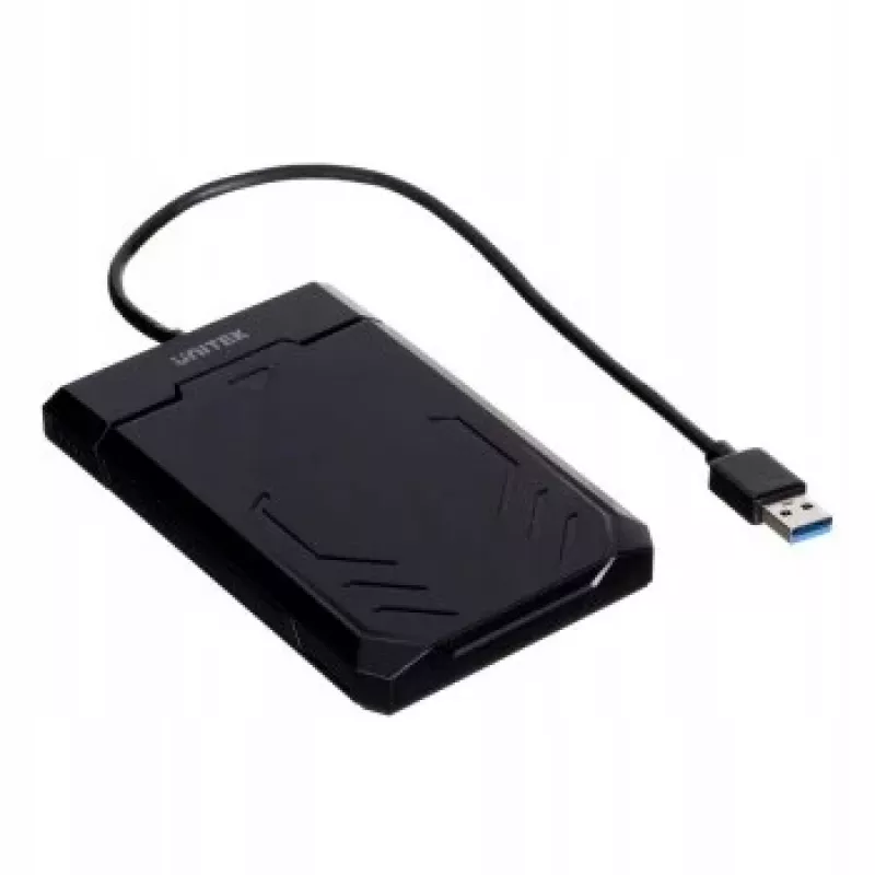 Obudowa HDD/SSD Unitek Y-3036, 2,5 cala SATA III, USB 3.2 Gen 1 (5 Gbit/s), UASP, zintegrowany kabel USB-A, czarna
