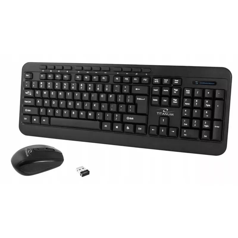 Bezprzewodowy zestaw klawiatura i mysz ESPERANZA Akron TK109 2.4 GHz, odbiornik USB, czarny