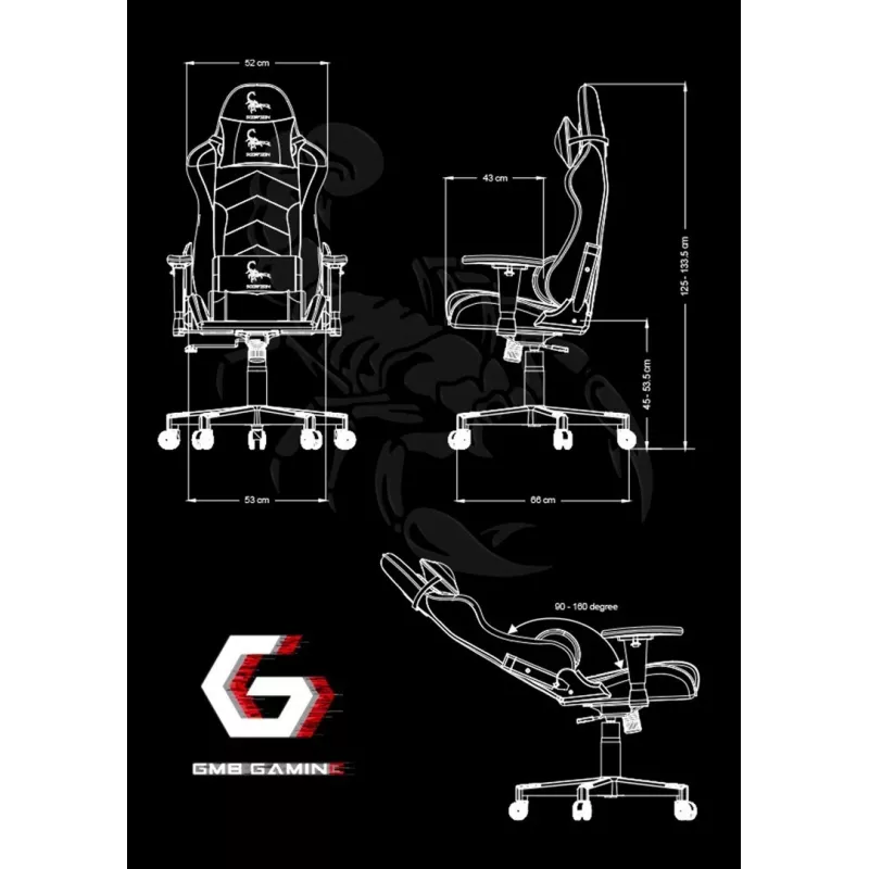 Fotel gamingowy PC Gembird GC-SCORPION-02X