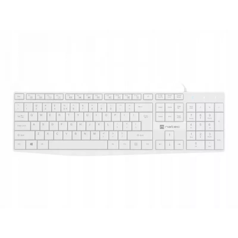 Przewodowa klawiatura pełnowymiarowa NATEC NAUTILUS NKL-1951, 105 klawiszy, US International QWERTY, biała, USB, 1.8 m