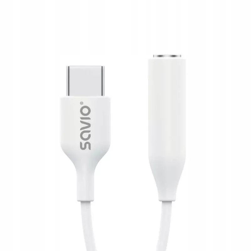 Adapter audio USB Type 3.1 C (M) – Jack 3,5mm (F) Biały SAVIO AK-52