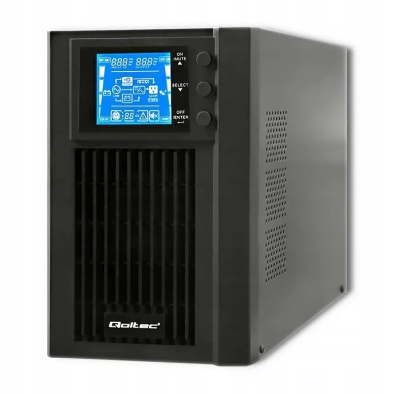 Qoltec 53042 zasilacz awaryjny (UPS) Online (podwójna konwersja) 1 kVA 800 W 2 gniazda wyjściowe AC