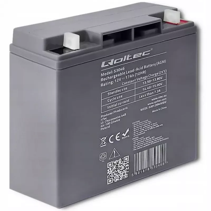Qoltec 53046 akumulator AGM 12 V 17 Ah, maks. 255 A