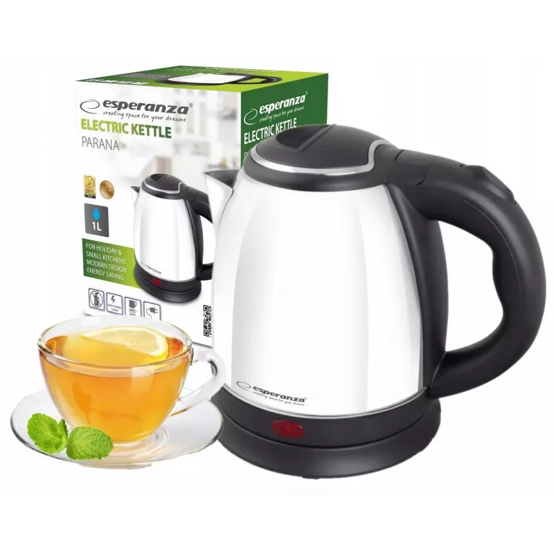 Esperanza EKK128W Parana czajnik elektryczny, 1,0 l, 1350 W, bezprzewodowy, stal nierdzewna, biały