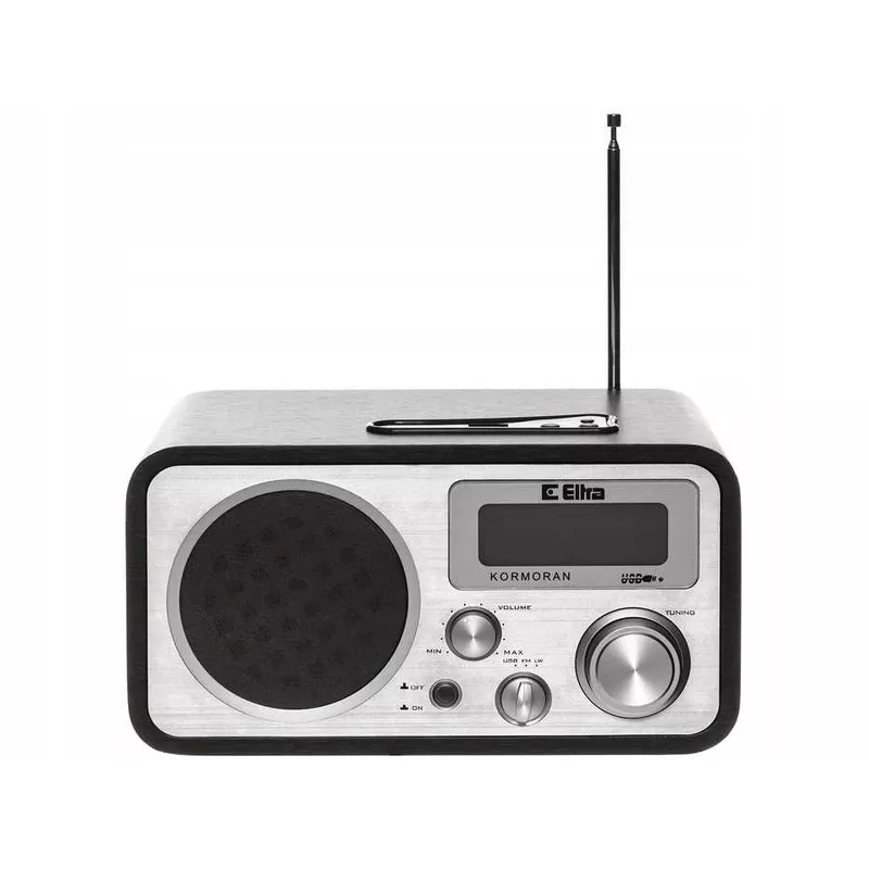 Przenośne radio ELTRA Kormoran analogowe FM LW LCD czarno-srebrne