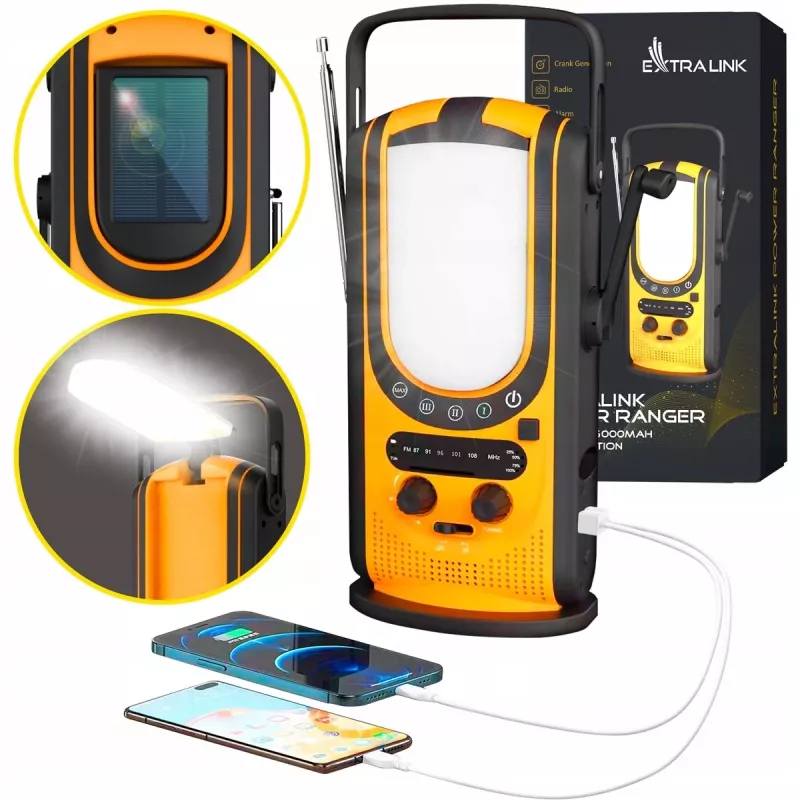 Extralink Power Ranger EPS-6000 | Powerbank | 6000mAh, radio FM, lampka LED, dynamo, panel słoneczny