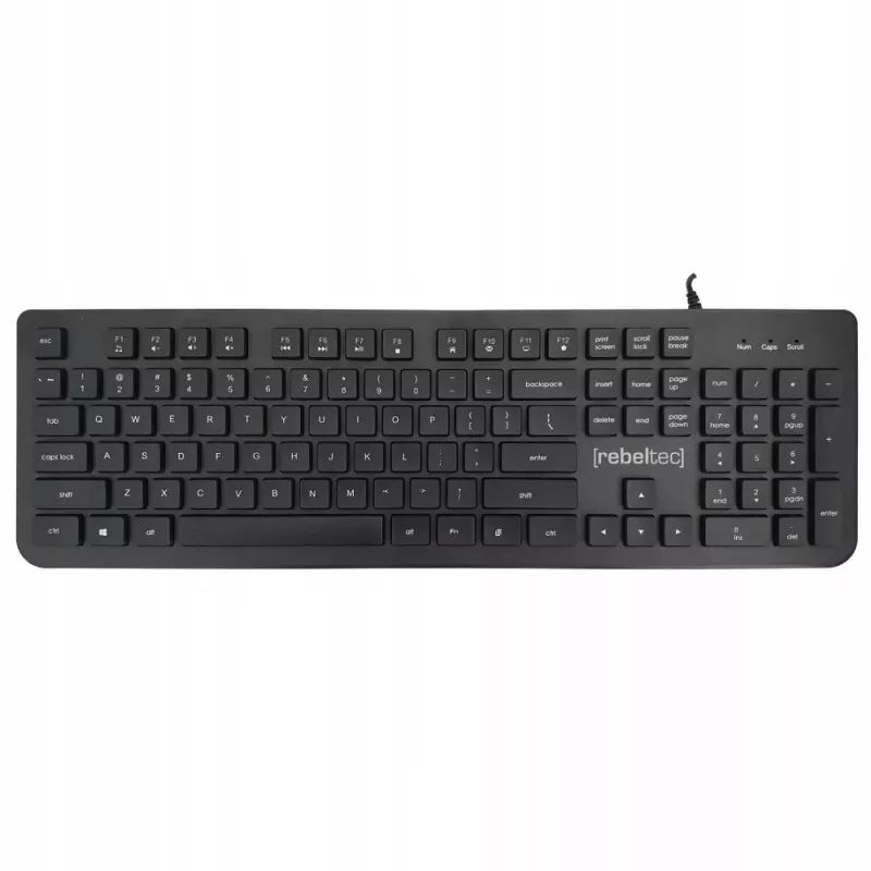 Klawiatura multimedialna USB Rebeltec RBLKLA00042 — pełnowymiarowa, czarna