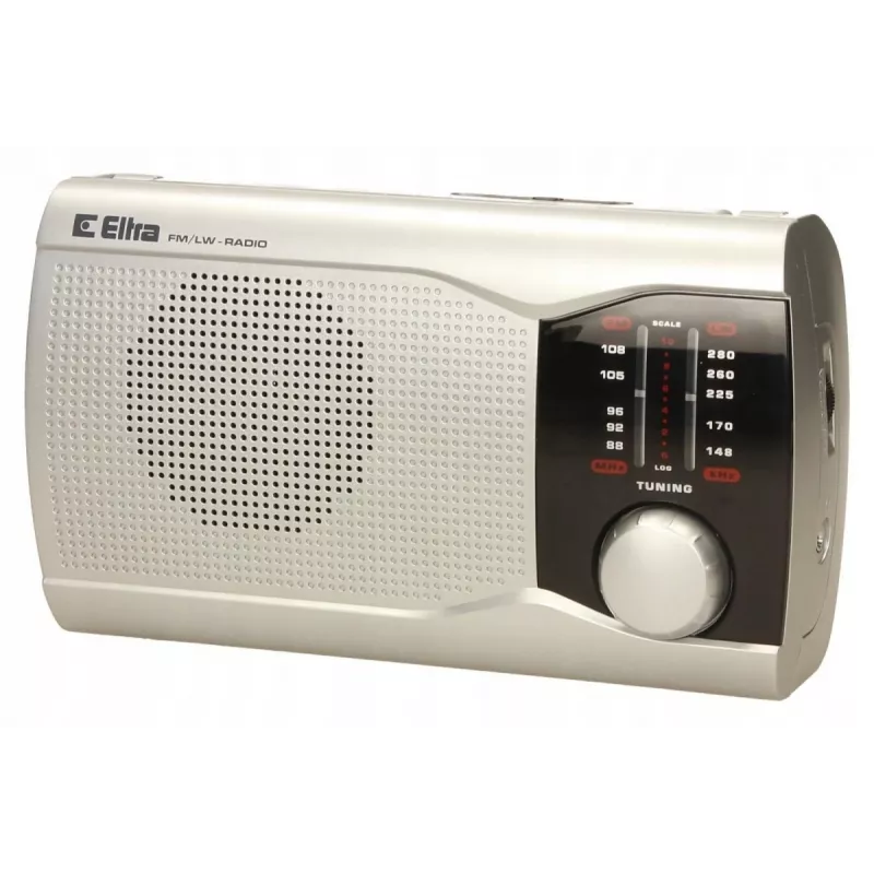 Przenośne radio Eltra EWA srebrny — odbiornik AM/FM, zasilany bateriami