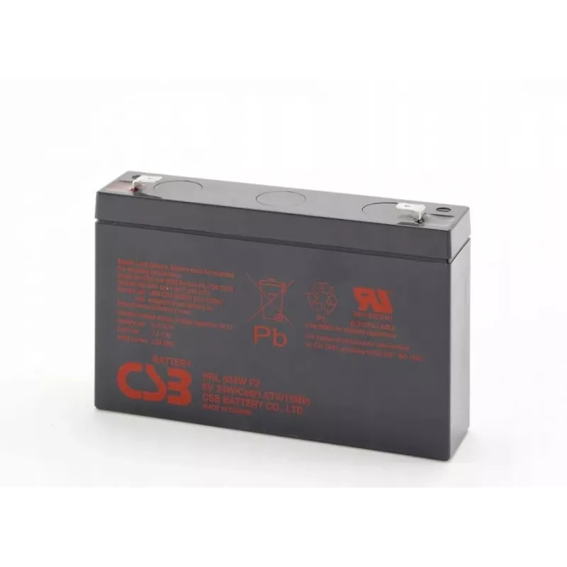 Akumulator ołowiowo-kwasowy do ładowania csb HRL634WF2 6V 9Ah do zastosowań awaryjnych i UPS