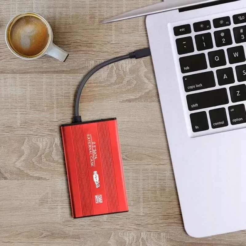 Obudowa HDD/SSD QOLTEC 51860 na dyski 2,5 cala SATA III, USB Type-A, 5 Gbit/s, aluminium, czerwona