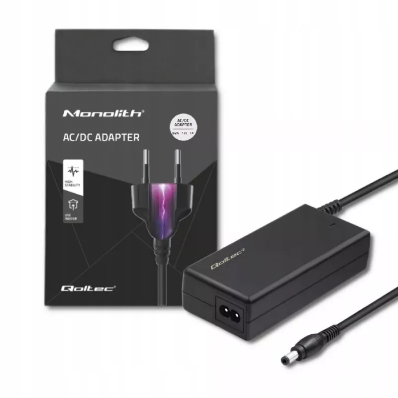 Qoltec 84W Zasilacz sieciowy | 12V | 7A | 5.5*2.5 | +przewód zasilający