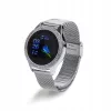 Smartwatch ORO-MED ORO-SMART CRYSTAL srebrny — okrągła metalowa obudowa, LCD 240×198, wyświetlacz 1.04 cala, Bluetooth 4.0, wodoodporny, bateria 120 mAh