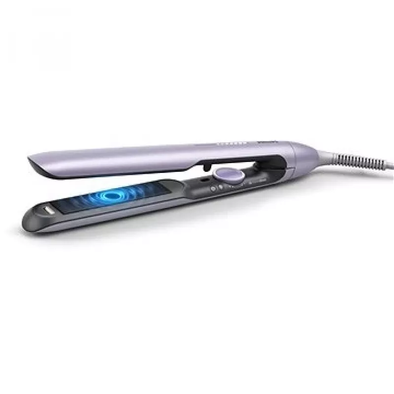 Prostownica Philips BHS742/00 (seria 7000) — płytki ceramiczne, 12 poziomów temperatury, 120–240 V, przewód 2 m, fioletowa