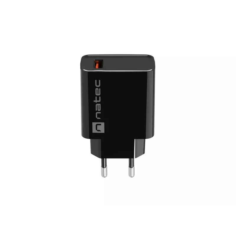 NATEC AC szybkie ładowanie przewodowa ładowarka wewnętrzna Ribera — 18W (5–15V, do 3A), 1× USB-A, czarna
