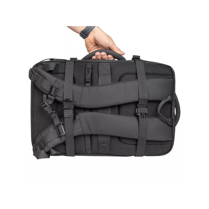 Plecak outdoorowy NATEC NTO-2116 bezramowy poliestrowy czarny 330×240×440 mm z kieszenią na tablet i 10 kieszeniami