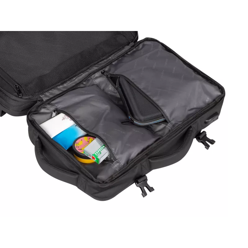Plecak outdoorowy NATEC NTO-2116 bezramowy poliestrowy czarny 330×240×440 mm z kieszenią na tablet i 10 kieszeniami