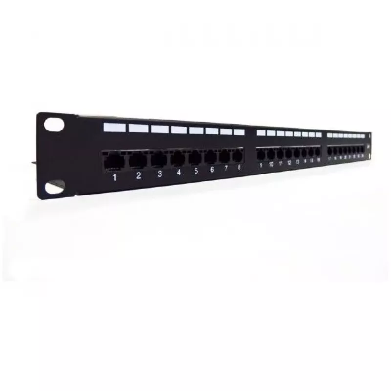 Panel krosowy 19 inch 24 porty, CAT6, S/FTP, 1U, z prowadzeniem kabli, czarny (kompletny)