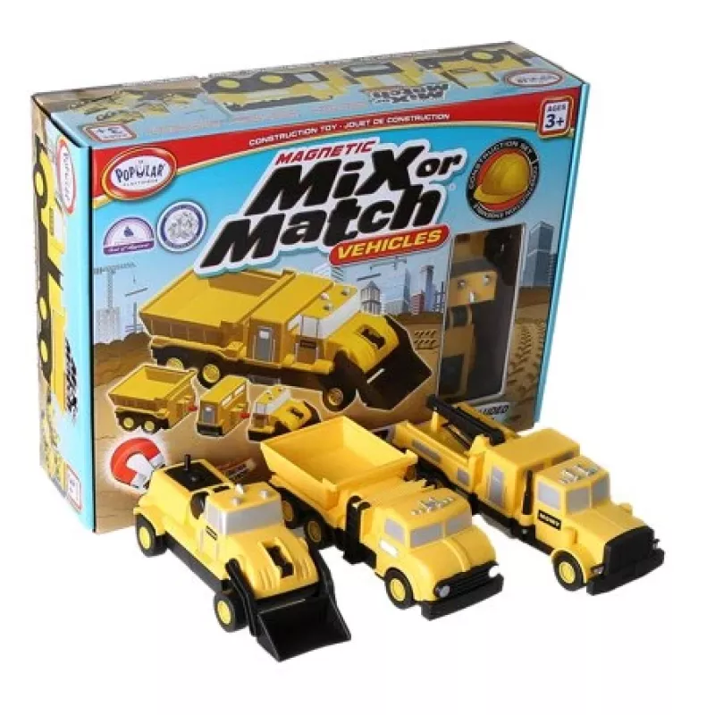 Vehicle set Popular Playthings Mix or Match Vehicles Construction Czarny żółty