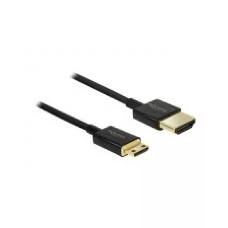DeLOCK cienki Premium - Kabel wideo/audio/sieciowy - HDMI - 36 AWG - HDMI, 19-pin (M) - do - Mini-HDMI, 19-pin (M) - 2,0 m - Potrójna izolacja - Czarny (84778)