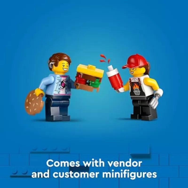 LEGO City Burger Van Food Truck Toy for 5 Plus Year Old Boys & Girls Vehicle Building Toys Kitchen Playset with Vendor Minifigure and Accessories
