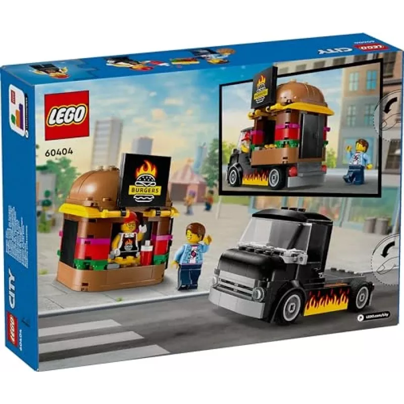 LEGO City Burger Van Food Truck Toy for 5 Plus Year Old Boys & Girls Vehicle Building Toys Kitchen Playset with Vendor Minifigure and Accessories