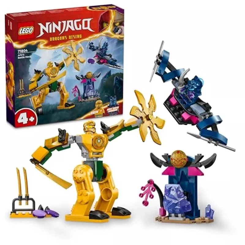 LEGO NINJAGO Arin’s Battle Mech — figurka akcji ninja, zabawka dla chłopców i dziewczynek od 4 lat, zestaw Dragons Rising z minifigurką Arin i mini Katą