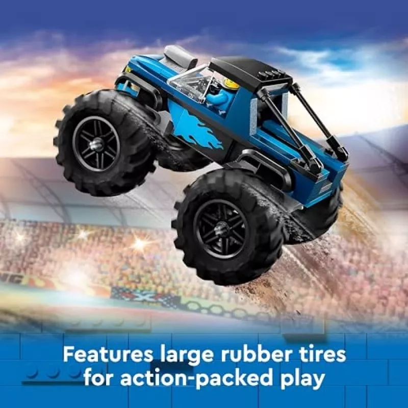 Zabawka konstrukcyjna LEGO City 60402 Niebieski Monster Truck z dużymi oponami, 148 elementów, 1 minifigurka, wiek 5+