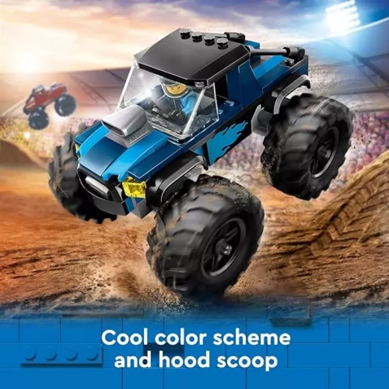 Zabawka konstrukcyjna LEGO City 60402 Niebieski Monster Truck z dużymi oponami, 148 elementów, 1 minifigurka, wiek 5+