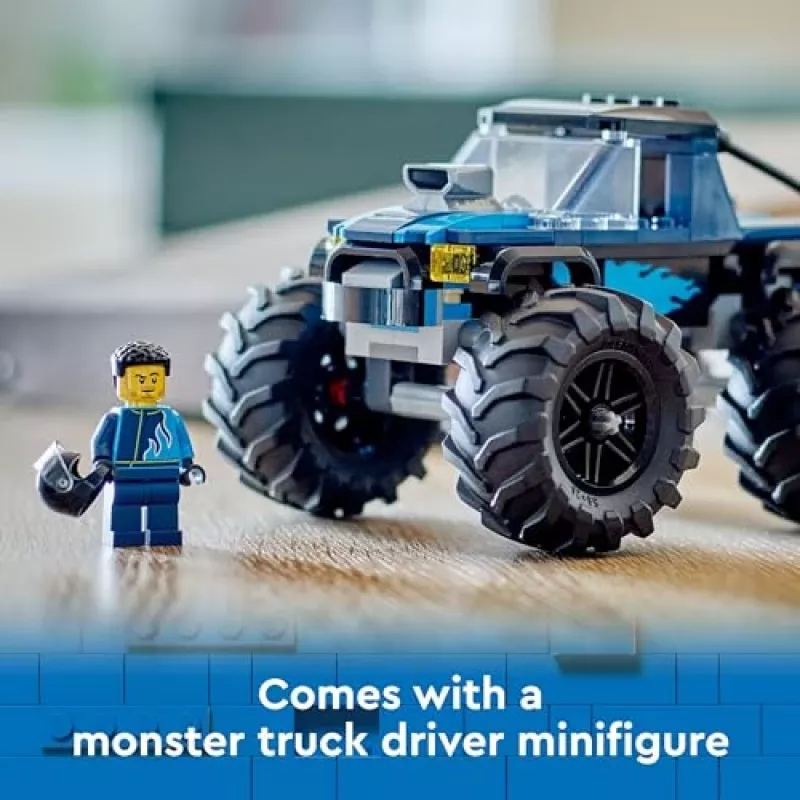 Zabawka konstrukcyjna LEGO City 60402 Niebieski Monster Truck z dużymi oponami, 148 elementów, 1 minifigurka, wiek 5+
