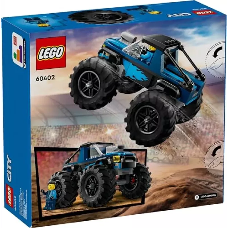 Zabawka konstrukcyjna LEGO City 60402 Niebieski Monster Truck z dużymi oponami, 148 elementów, 1 minifigurka, wiek 5+